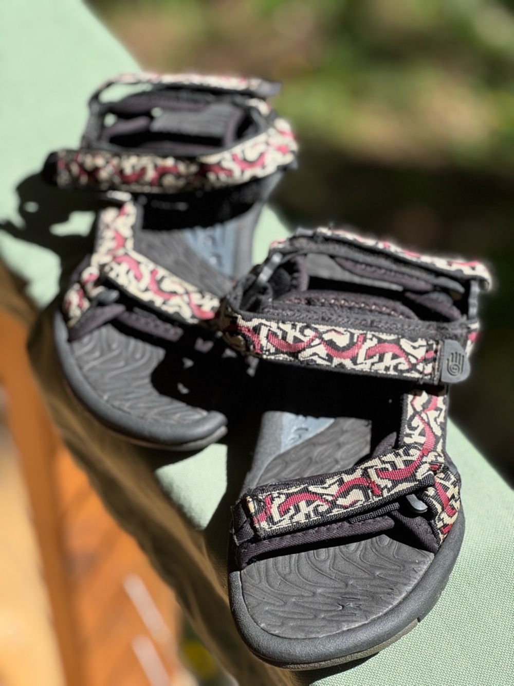 Teva Kids Black and Cream with Pink Pattern Sandals